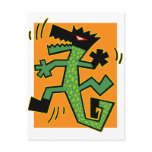 Green Crocodile Illustration Postcard