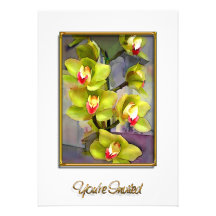 Green Cymbidium Orchids Invitation