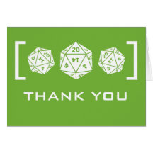 Green D20 Dice Gamer Wedding Thank You Card