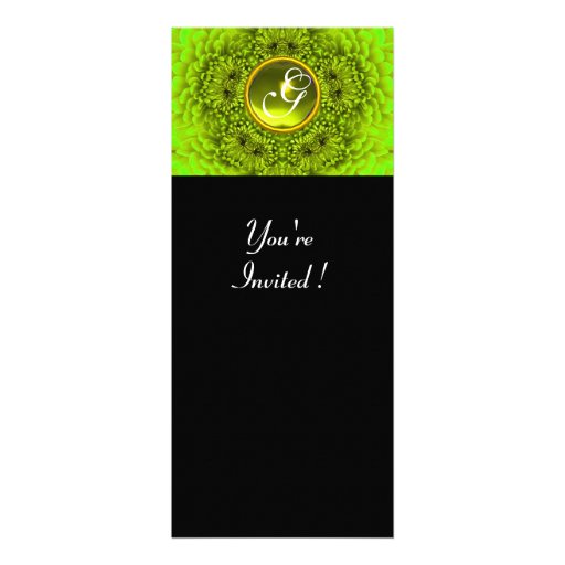 GREEN DAHLIA, TOPAZ ,bright green black yellow Personalized Announcement