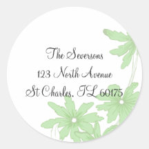 Green Daisies Return Address Round Stickers