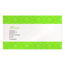 Green Damask Business Card