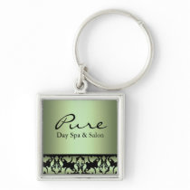 Green Damask Keychain
