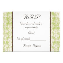 Green Damask RSVP Card Custom Announcement