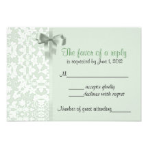 Green Damask RSVP Cards Personalized Invitation