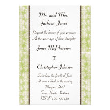 Green Damask Wedding Invitation