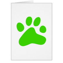Green Dog Paw Greeting Card