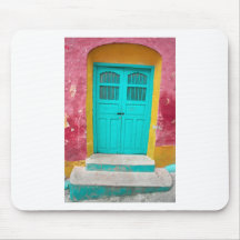 Green doors quaint wooden entrance mousepads