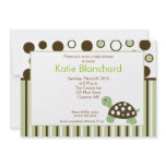 Green Dot Mod Turtle Trendy 5x7 Baby Shower invitations
