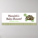 Green Dot Turtle Custom Baby Shower Banner posters