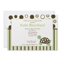 Green Dot Turtle Modern 5x7 Baby Shower Invites