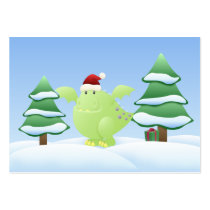 Green Dragon Monster Holiday Scene Gift Tags Business Card