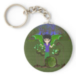Green Dragon Winged Drummer Boy Faerie keychains