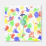 green drink glass w blue umbrella beach graphic.pn fridge magnet