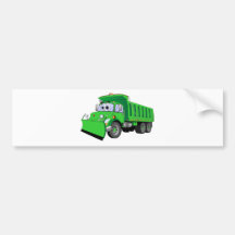 Green Dump Truck Cartoon Bumper Sticker
