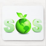 Green Earth SOS Earth Day Message mousepads
