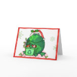 Green Environment Christmas Santa Frog Card
