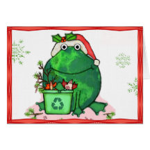 Green Environment Christmas Santa Frog Card