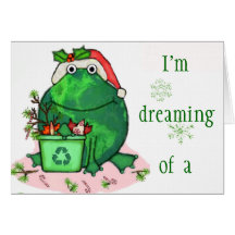 Green Environment Christmas Santa Frog Card