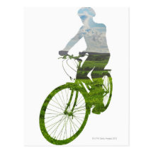 green, environmentally friendly transport postcards