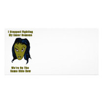 Green Evil Alien Woman Same Side Now Picture Card