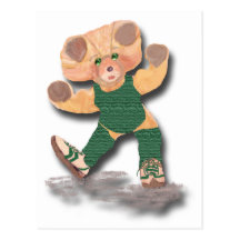 Green Exercise Teddy Bear Postcard