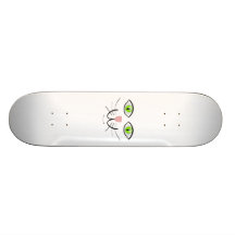 Green-Eyed Cat Face Cartoon Skate Board Decks