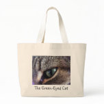 Green-Eyed Grey Tabby Cat Eye Close-Up bags