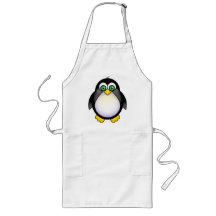 Green Eyed Penguin Cartoon Apron