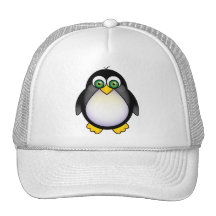 Green Eyed Penguin Cartoon Mesh Hats