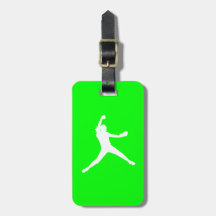 Green Fastpitch Silhouette Luggage Tag