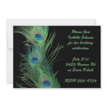 Green Feathers with Black Birthday Personalized Announcements