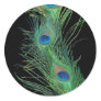 Green Feathers with Black Round Sticker