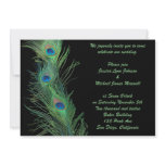 Green Feathers with Black Wedding Custom Invites