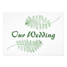 Green Ferns Our Wedding Two Sided Invitations
