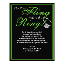 Green Final Fling Bachelorette Party Invitation