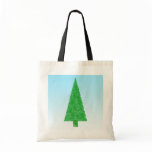 Green Fir Tree. On Blue - White. Christmas. Tote Bag
