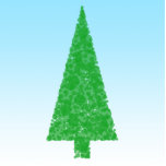 Green Fir Tree. On Blue - White. Christmas. Custom photo sculptures
