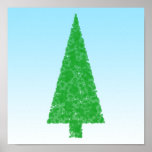 Green Fir Tree. On Blue - White. Christmas. Custom posters