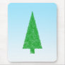 Green Fir Tree. On Blue - White. Christmas. Mousepads