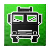 Green Fire Truck Ceramic Tiles