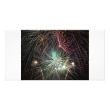 green-fireworks-at-night custom photo card