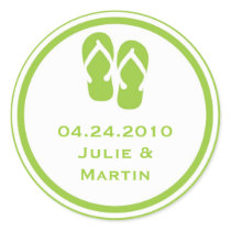 Green flip flop thong wedding favour tag seal labe
