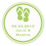 Green flip flop thong wedding favour tag seal labe stickers