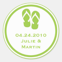 Green flip flop thong wedding favour tag seal labe stickers