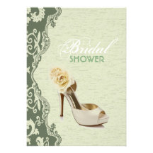 Green Floral bride shoes  Bridal Shower Invitation
