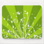 Green Floral Design Mouse Pads