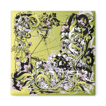 green floral grunge refrigerator magnet