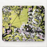 green floral grunge mouse mats