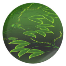 Green Floral Melamine Plate
